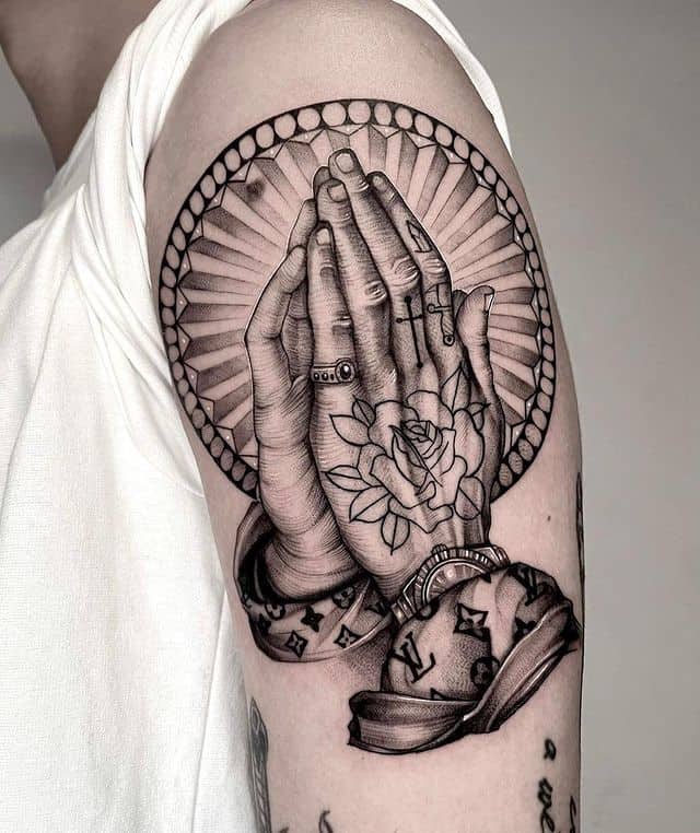 21 Inspiring Praying Hands Tattoos To Feel Safe And Guarded