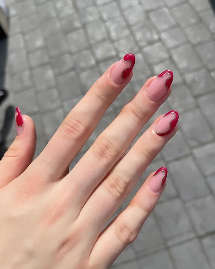 Beautiful red and gold nails