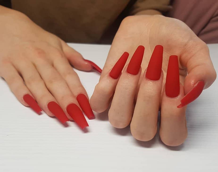 Classy red velvet nails