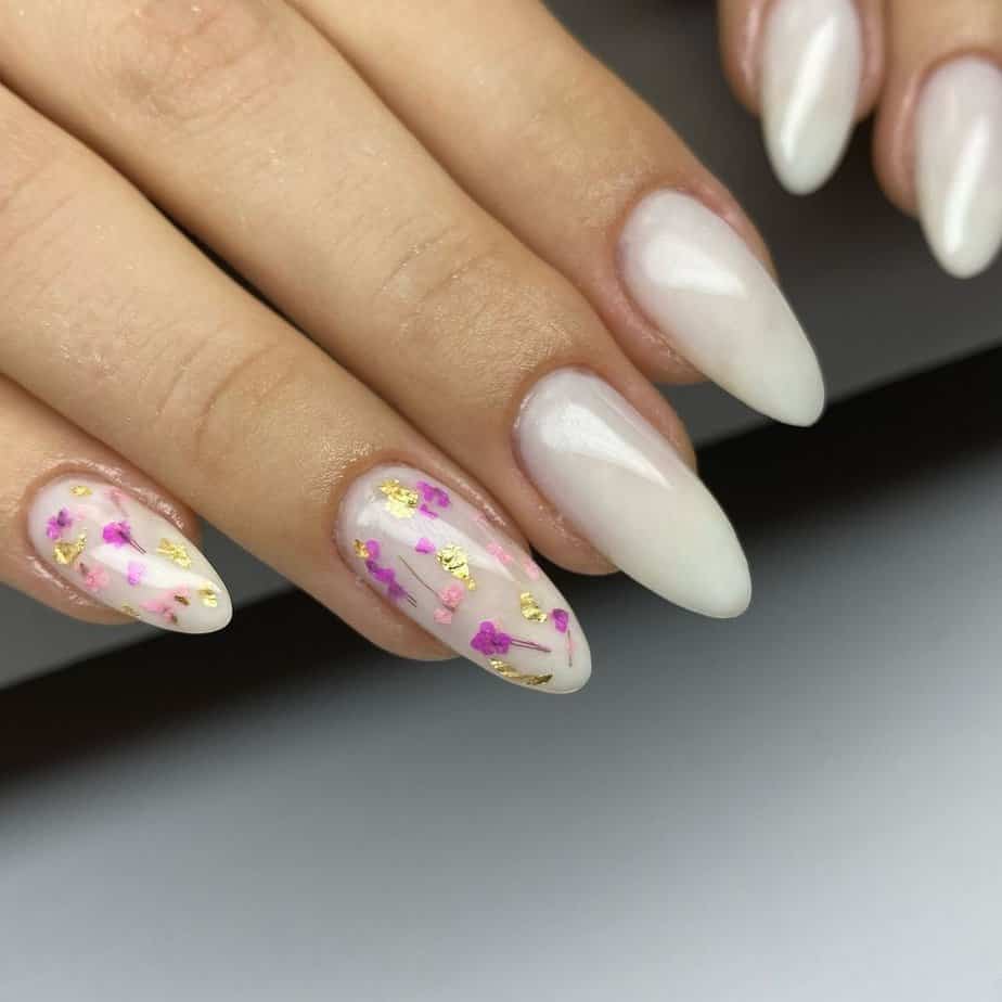 Colorful milky nails