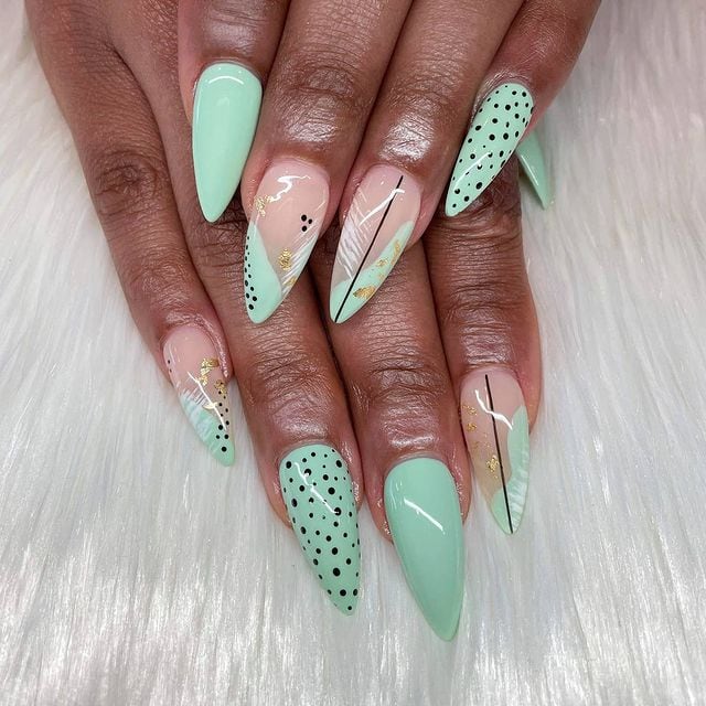 Cool mint green nails