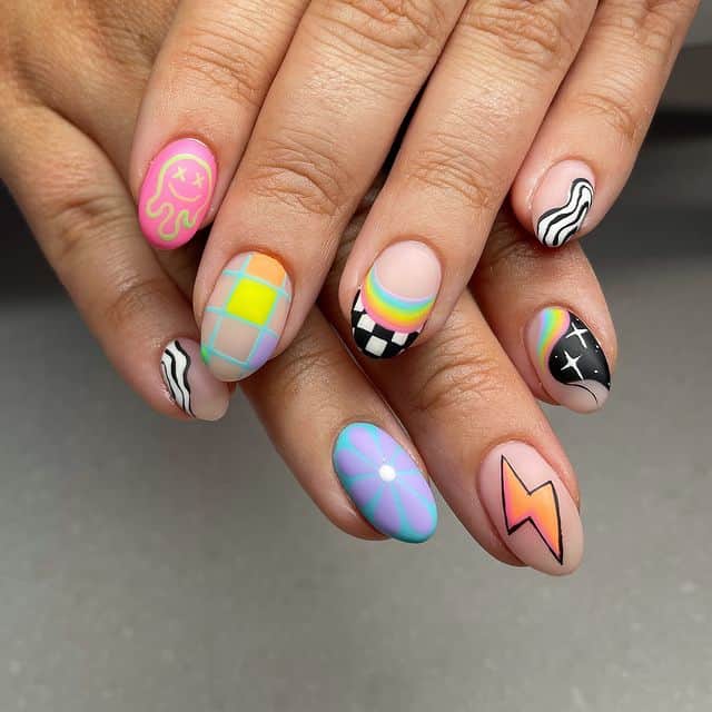 Funky matte nails