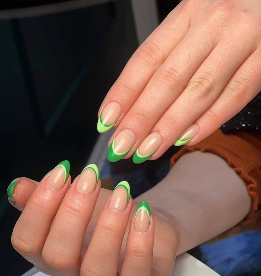 Green shades double French tip 1