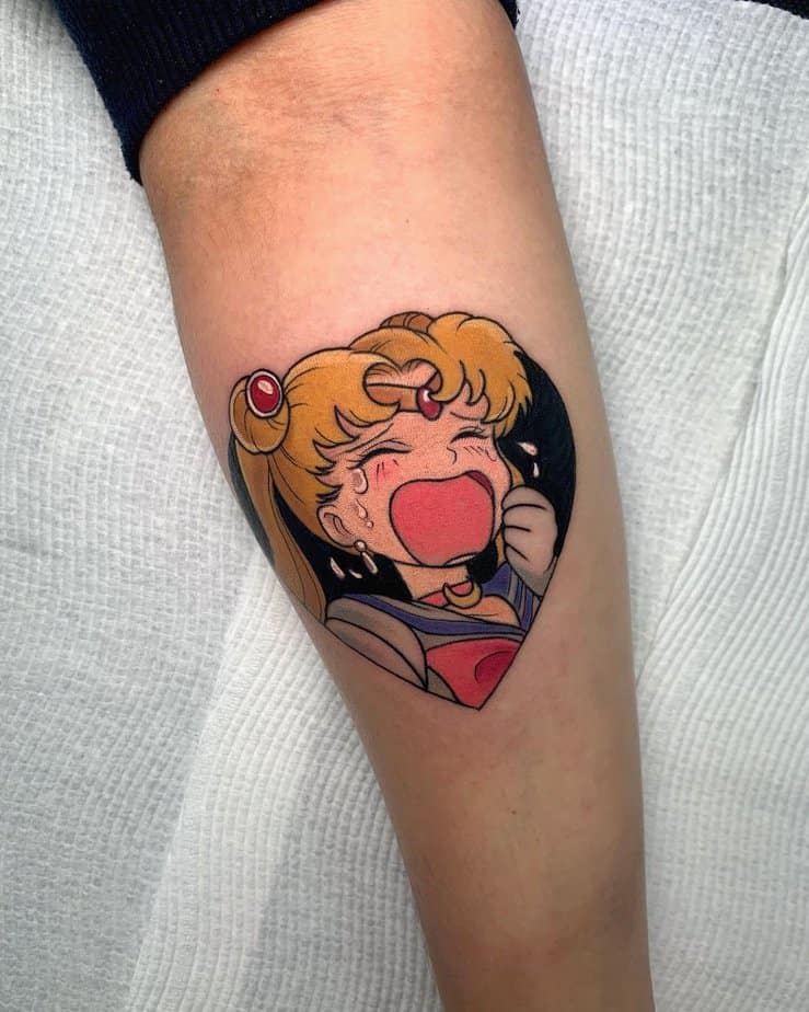 Little crying Sailor Moon tattoo