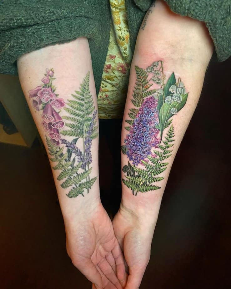 Matching garden tattoos