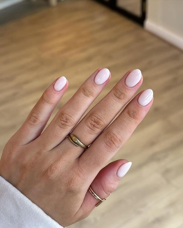 Milky almond nails