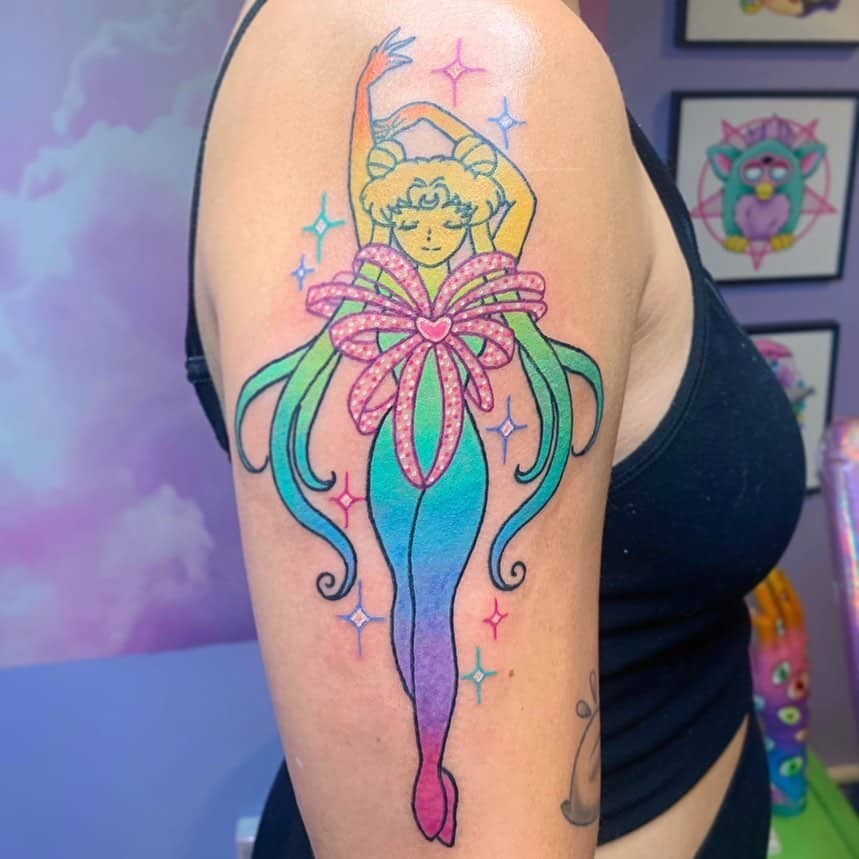 Psychedelic Sailor Moon tattoo