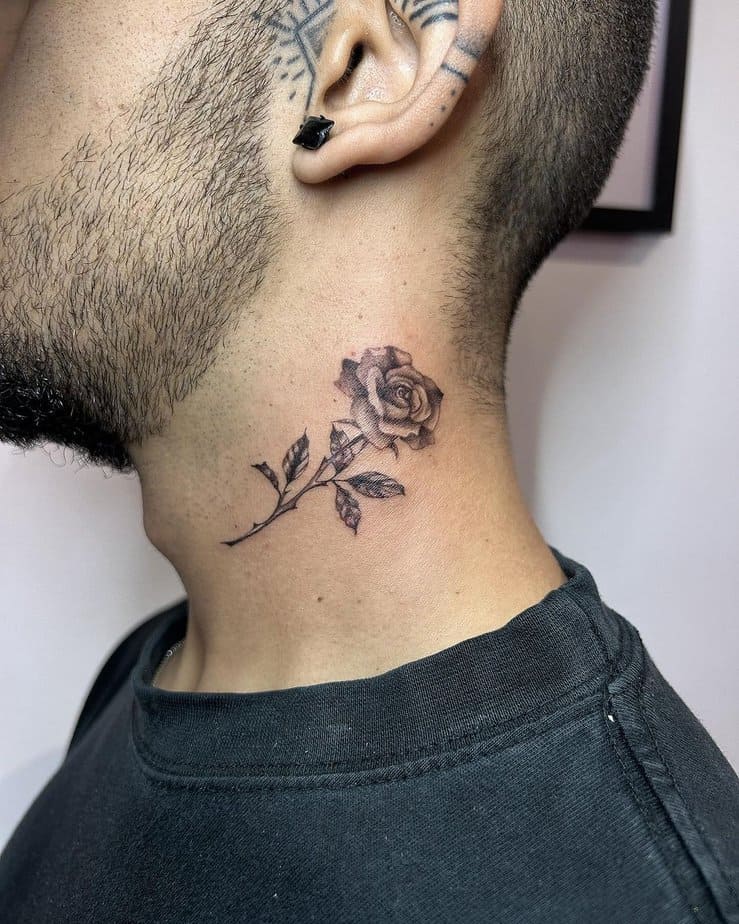 Rose neck tattoo