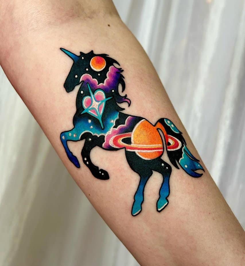 Space unicorn tattoo