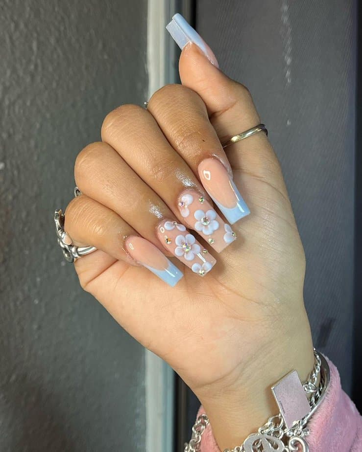 Square baby blue nails