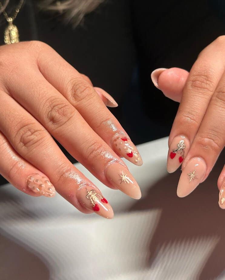 35 Glamorous Red And Gold Nails For Regal Radiance