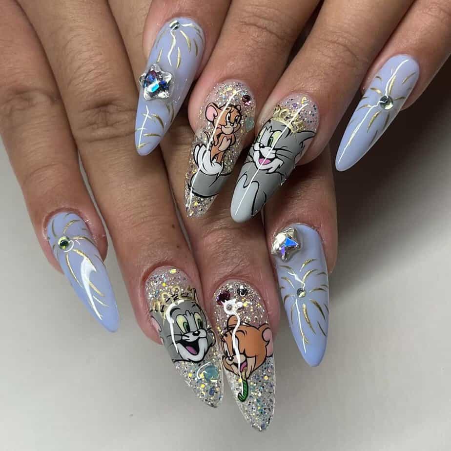 Tom and Jerry nail design
