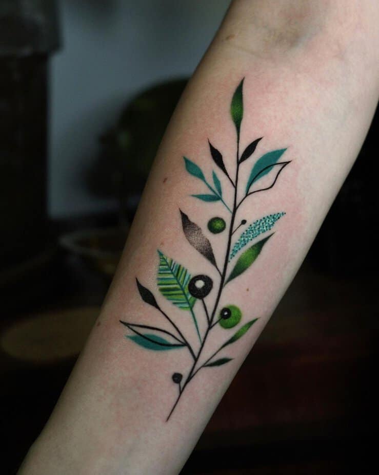 Vibrant olive tattoo