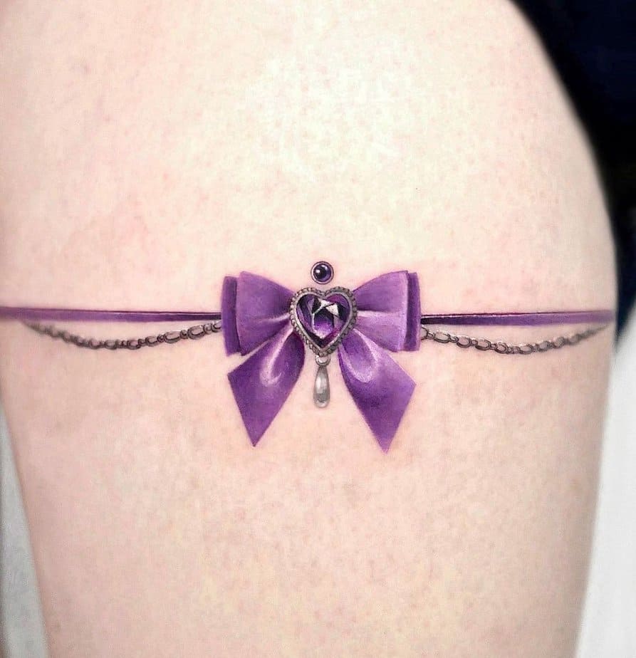 14. Purple bow with a heart