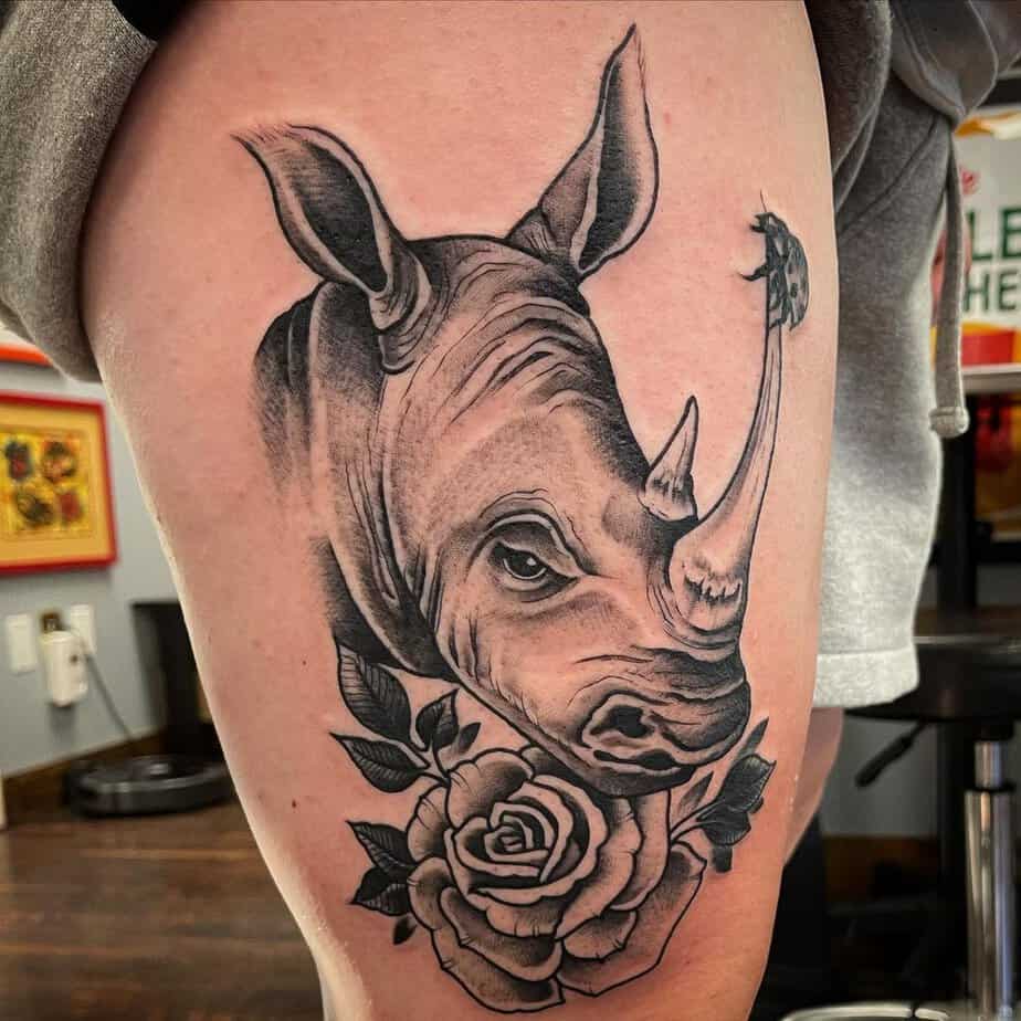 Amazing rhinoceros tattoo