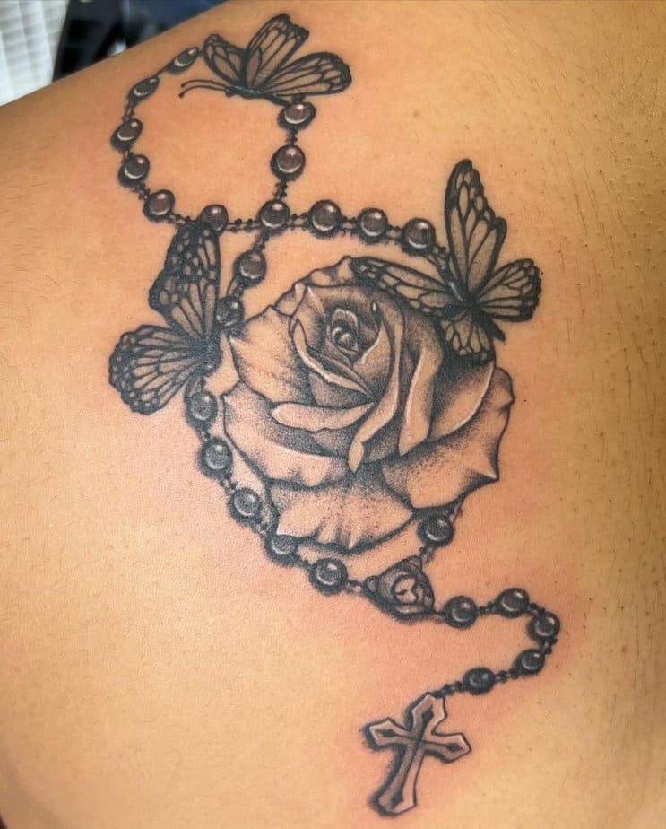 Back rosary tattoo