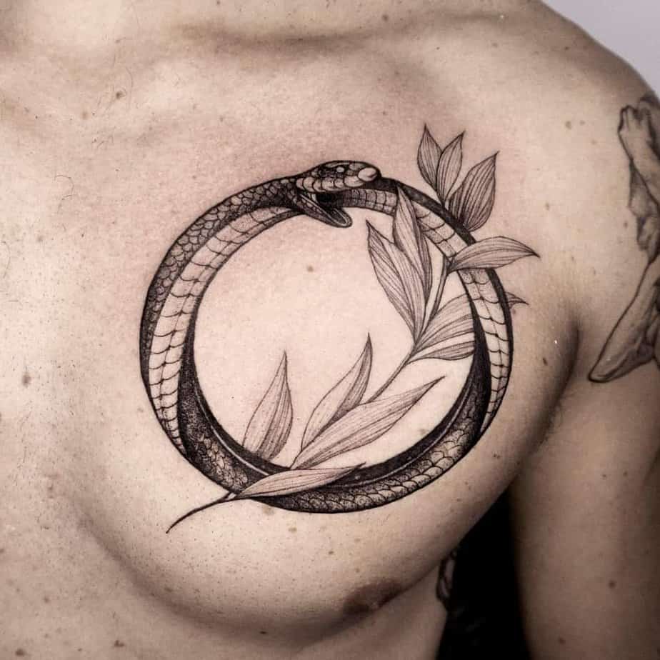 Black and gray ouroboros