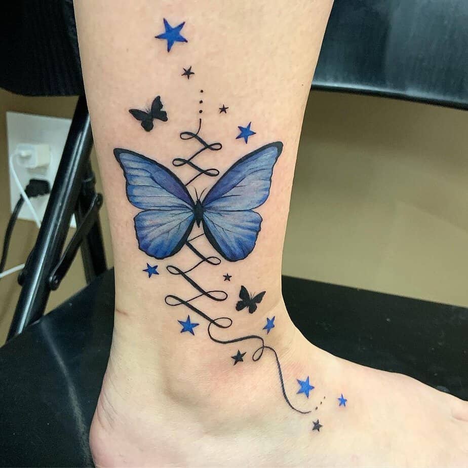 Butterfly unalome with stars