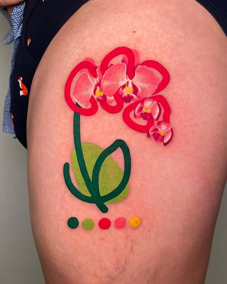 Cheerful orchid tattoo