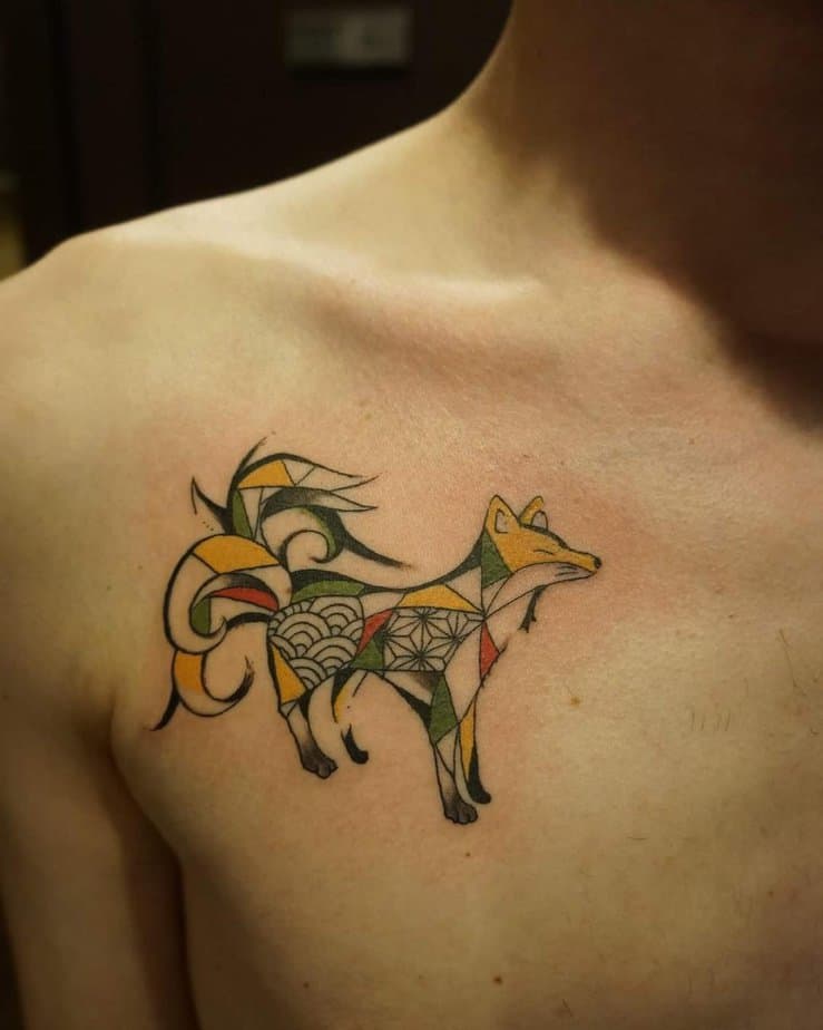 Fun geometric fox tattoo