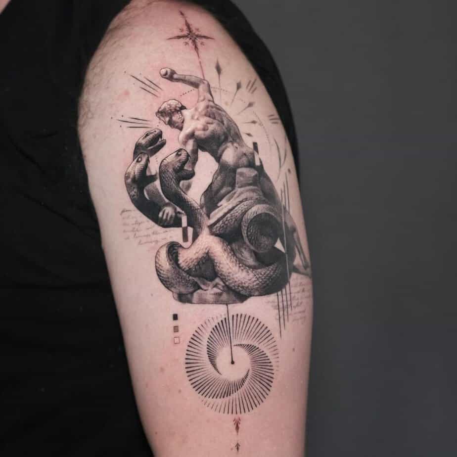 Geometric Hercules tattoo