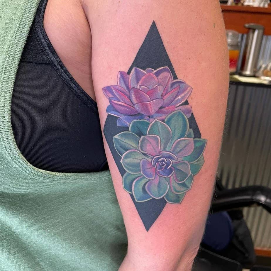 Geometric succulent tattoo