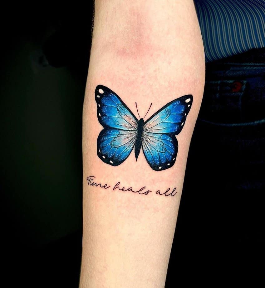 Inspirational blue butterfly tattoo