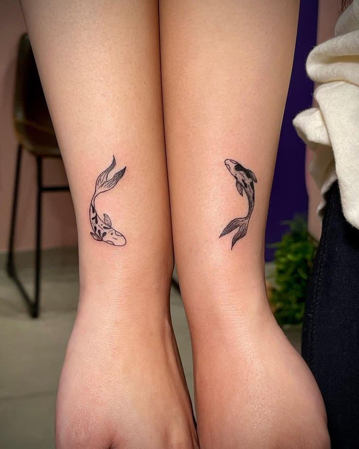 Matching koi fish tattoos