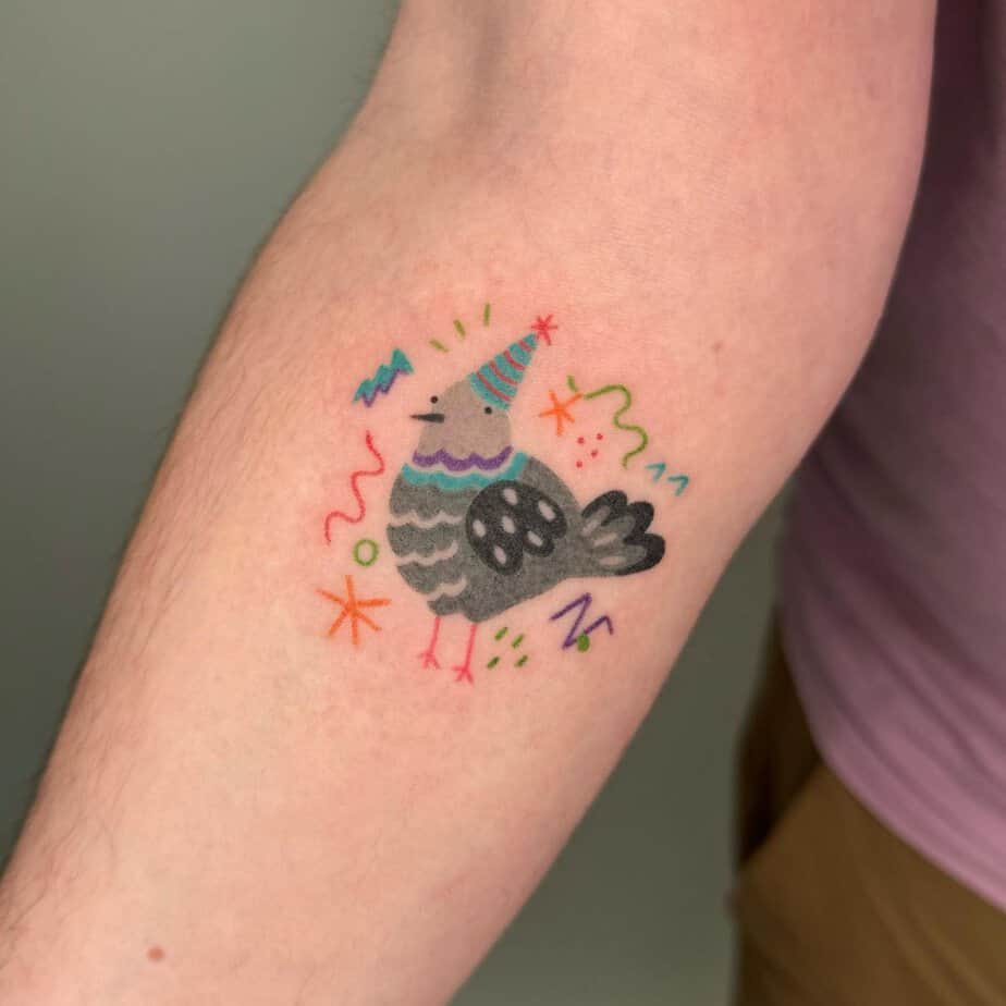 Party Pigeon tattoo