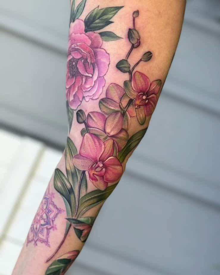 Pink orchid tattoo 1