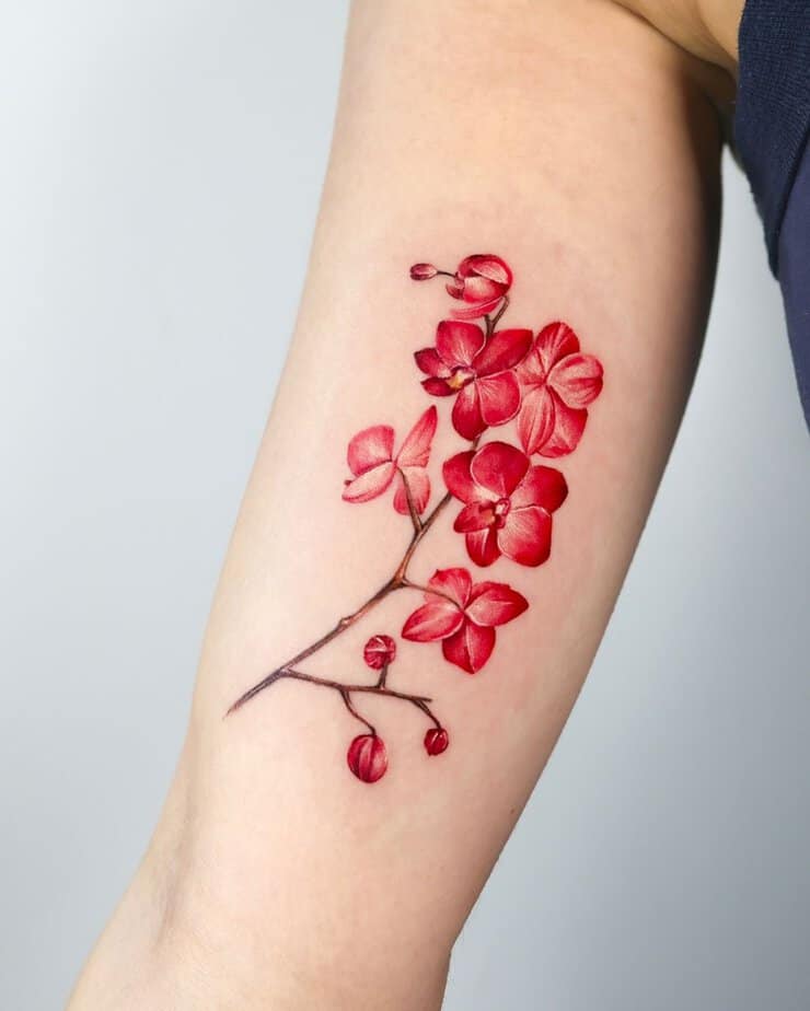 Pink orchid tattoo