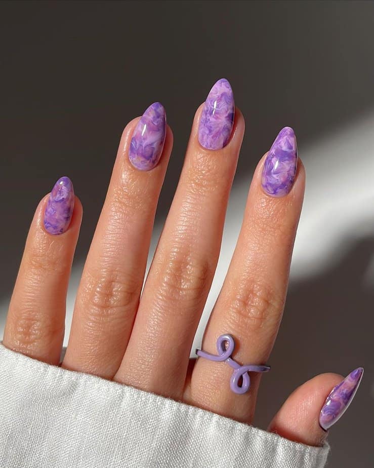 Purple marble nails