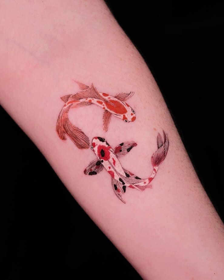 Red koi fish tattoo
