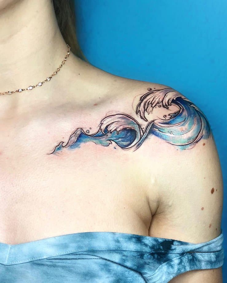 Shoulder wave tattoo
