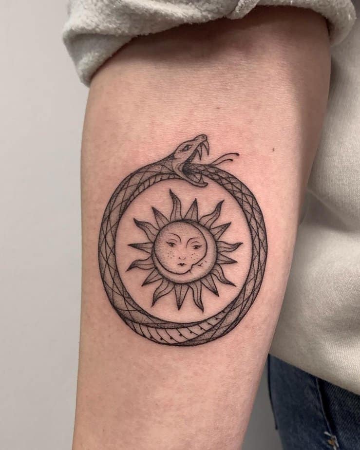 Sun and moon tattoo