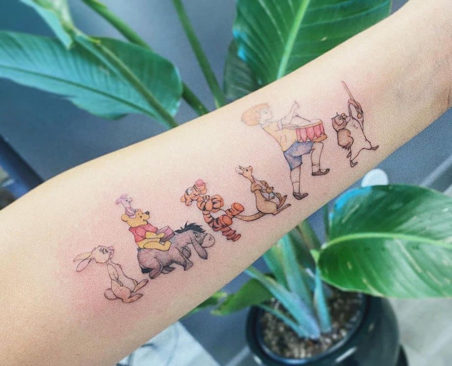 Touching Winnie the Pooh tattoo