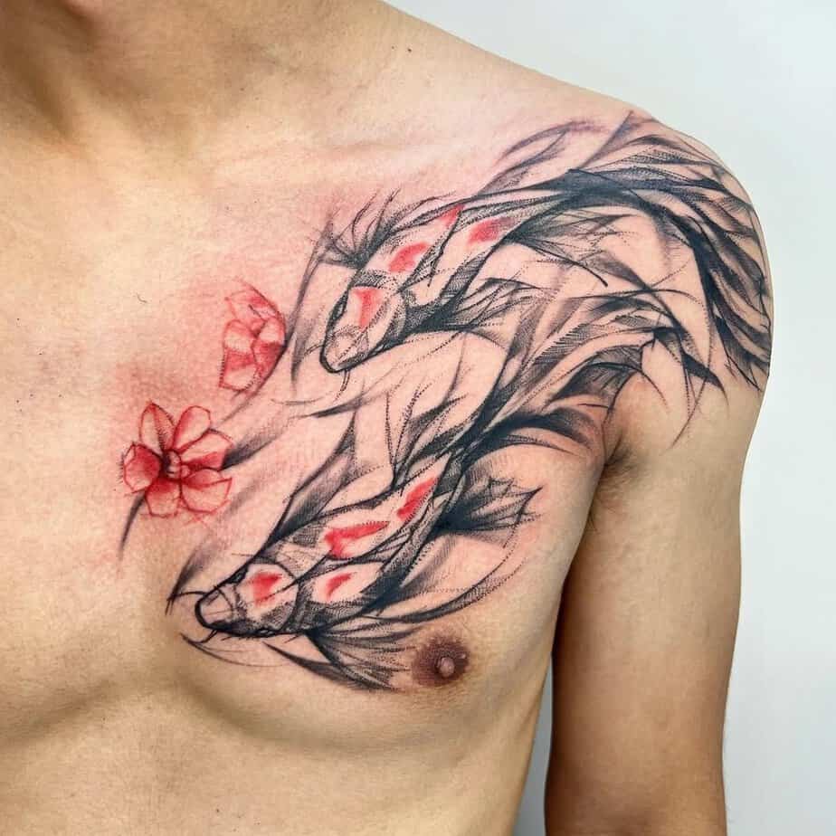 Transparent koi fish tattoo