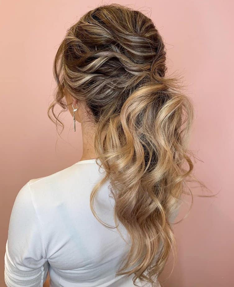 12. Textured waves ponytail