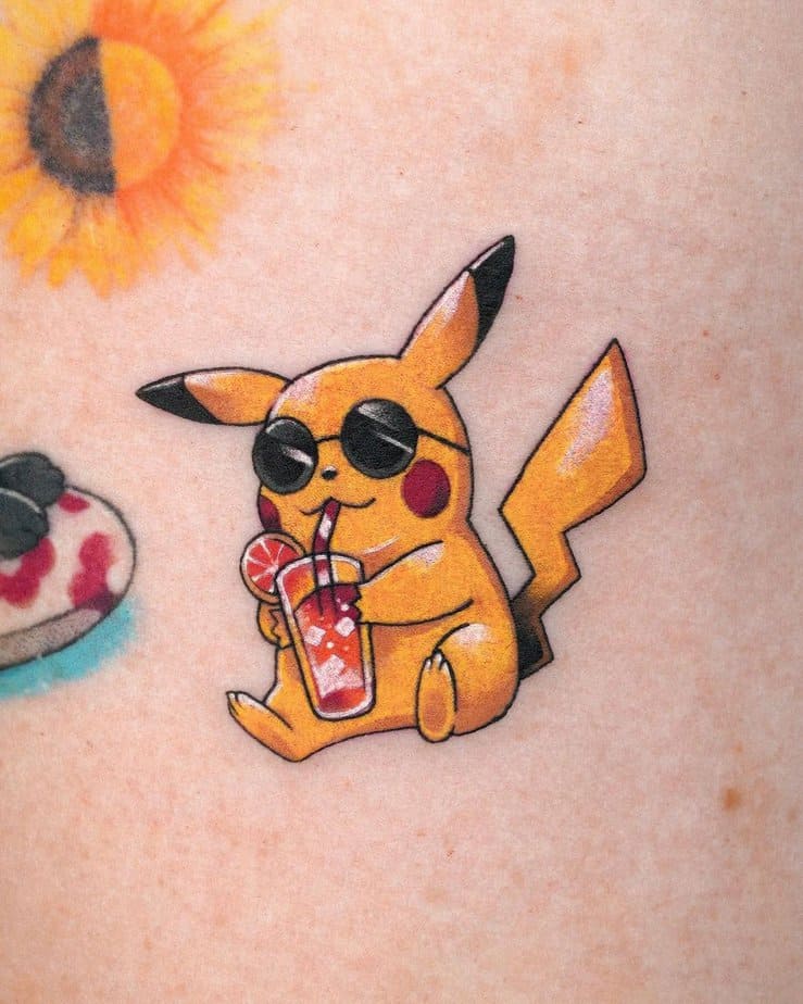 15. Cool Pikachu sipping summer vibes