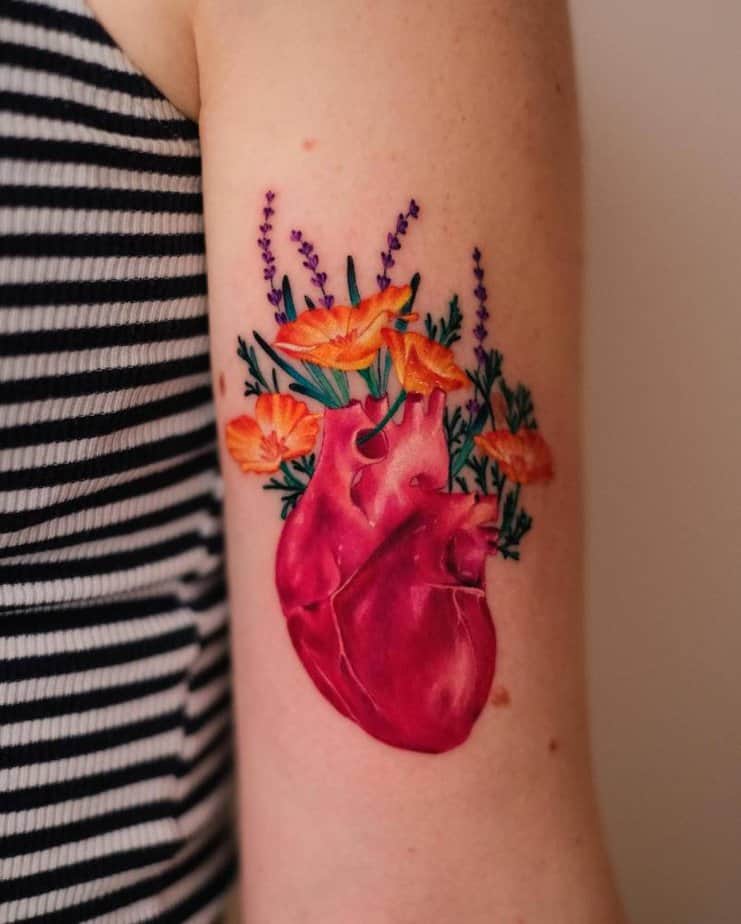 16. The heart blooms with love and flowers