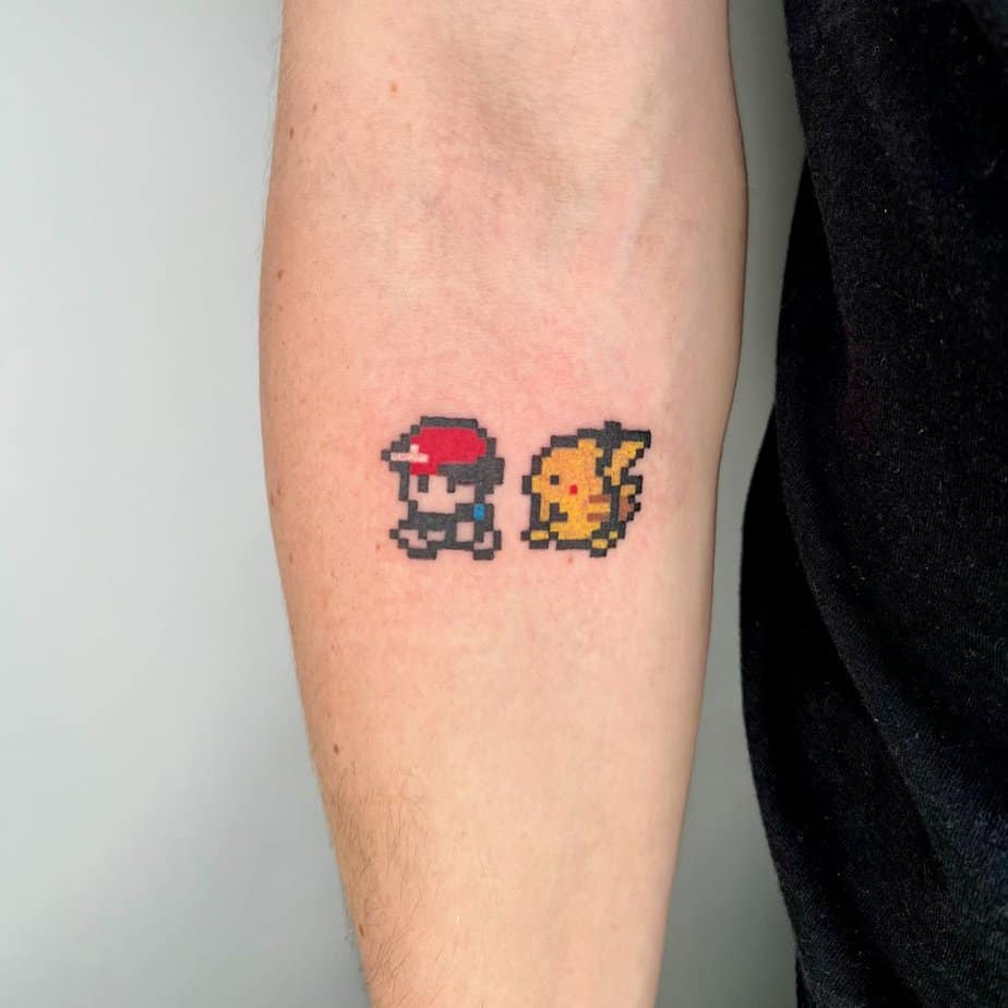 20. 8 bit buddies Ash and Pikachu