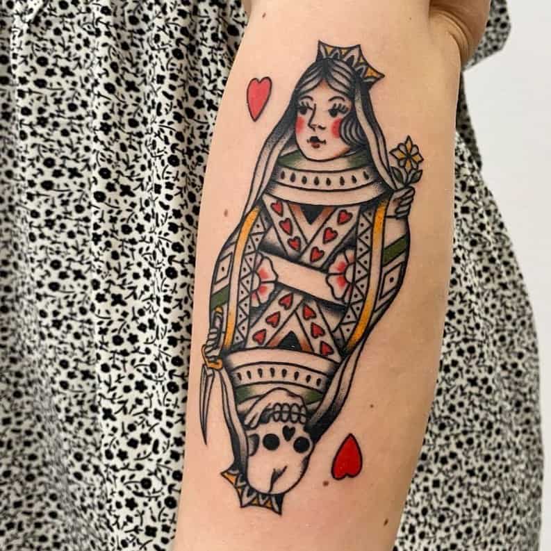 All Hail These 20 Stunning Queen Of Hearts Tattoo Designs