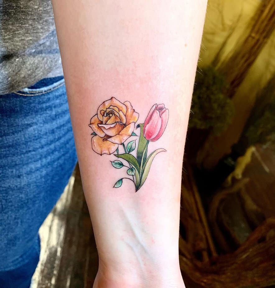 A tulip and a rose