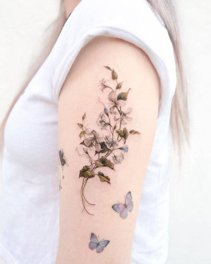 Butterfly and sweet pea tattoo