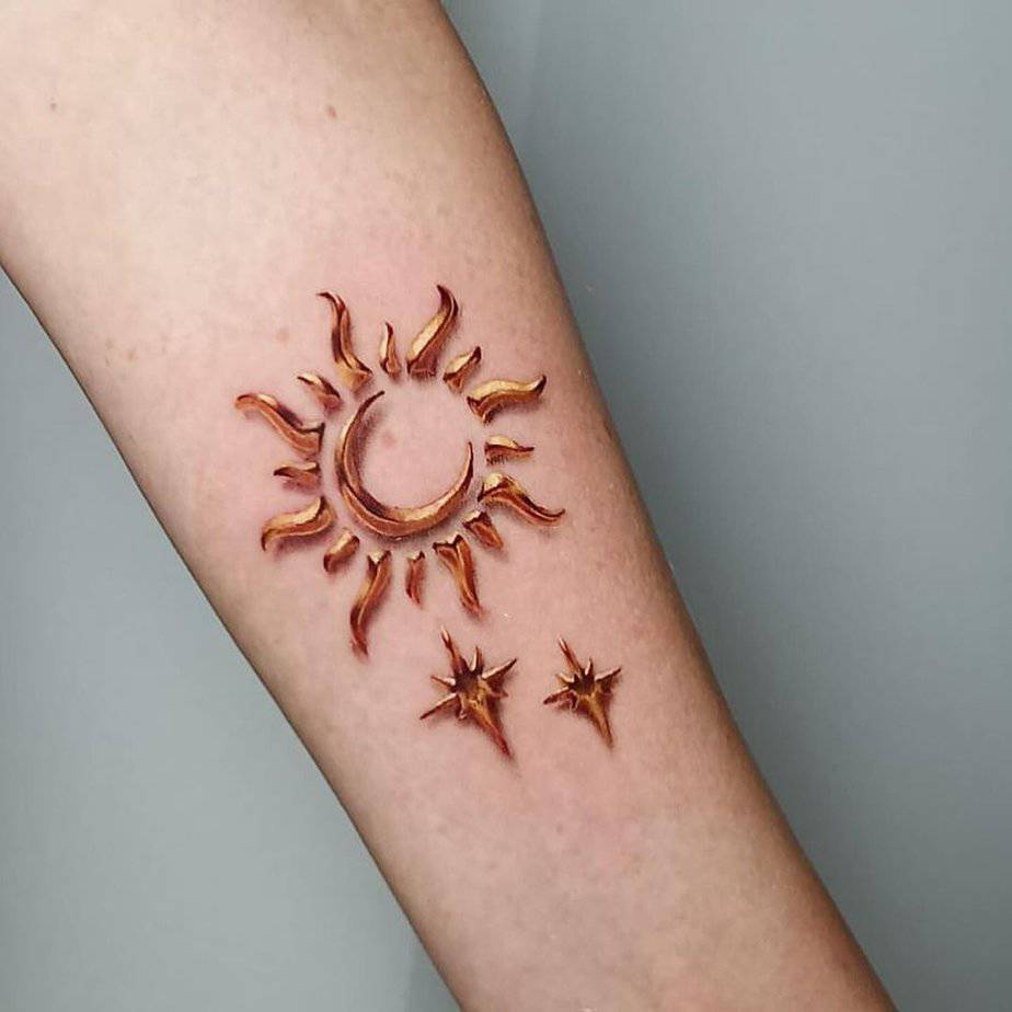 Celestial gold tattoo