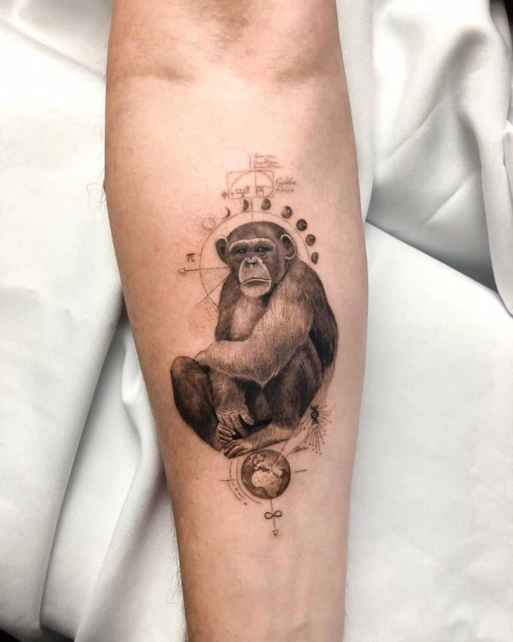 Chimp graphic tattoo