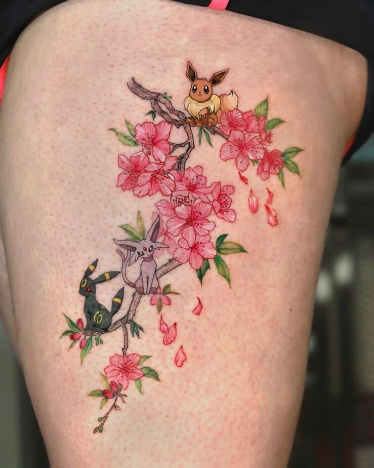 Eeveelution on a cherry blossom