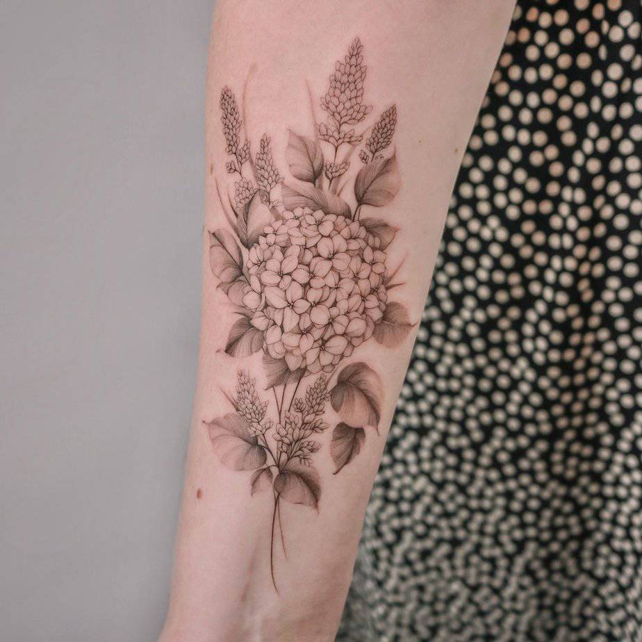 19 Breathtaking Hydrangea Tattoos To Celebrate Nature's Beauty