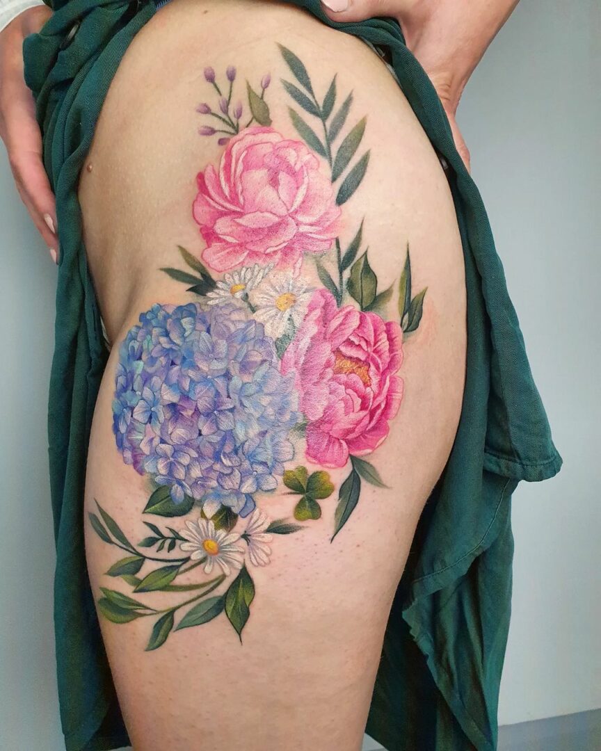 Peonies and Hydrangeas Tattoo Design: Symbolism and Stunning Artistry