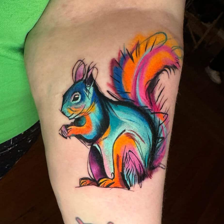 Neon squirrel tattoo